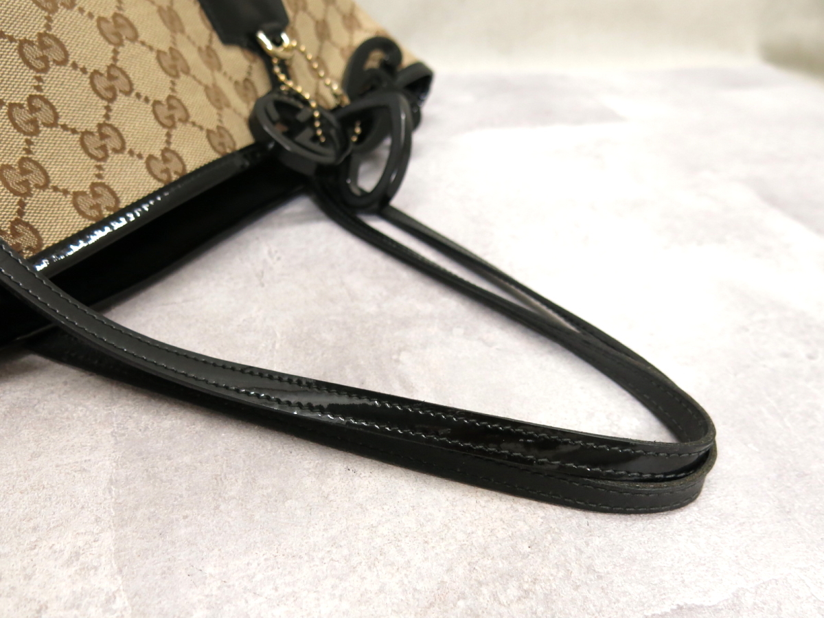 ○超美品○GUCCI グッチ○ジョリー○GGキャンバス パテント レザー 本 