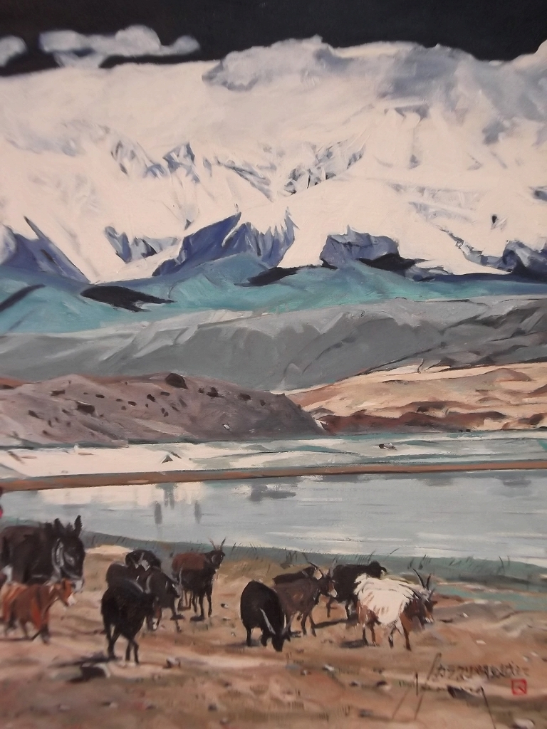 真作】☆絵画☆中村勝人 油彩10号 カラクリ湖を越えて