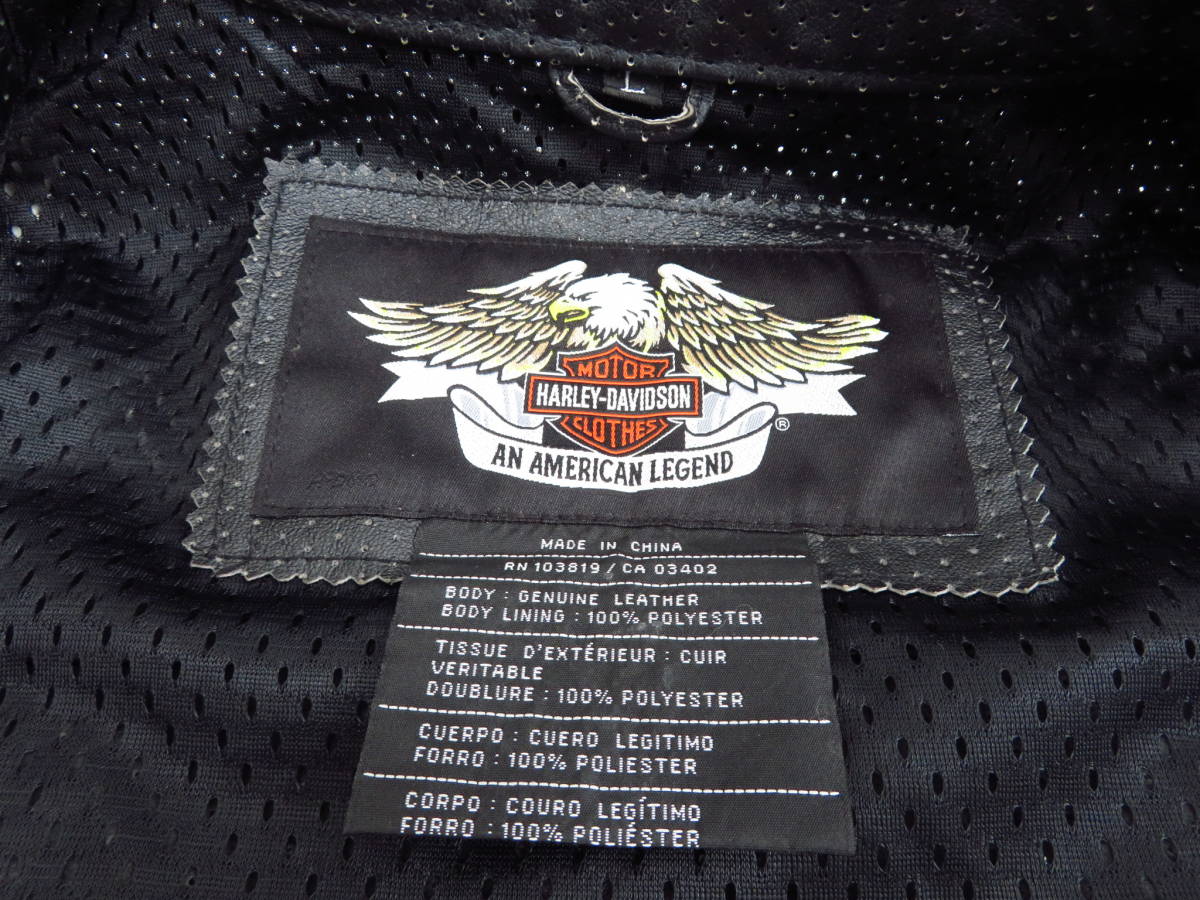 Harley-Davidson 豚革メッシュ(パンチング)ジャケット Mサイズ mf59) HARLEY DAVIDSON ハーレーダビッドソン メッシュ パンチング