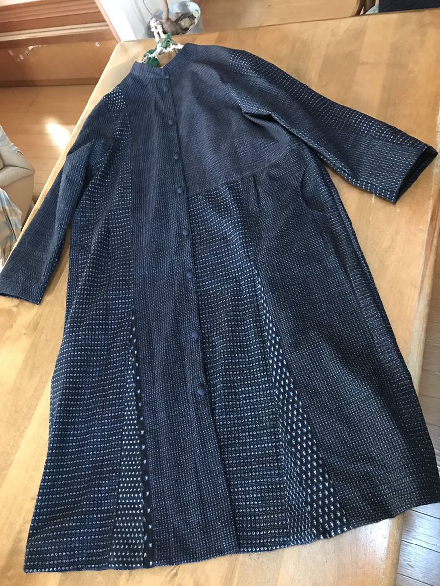 着物リメイク fu.☆ 久留米絣 書生絣 雪ん子 チュニック ワンピース  