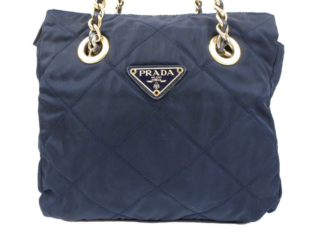 期間限定 綺麗【PRADAプラダ】三角ロゴ キルティング チェーン