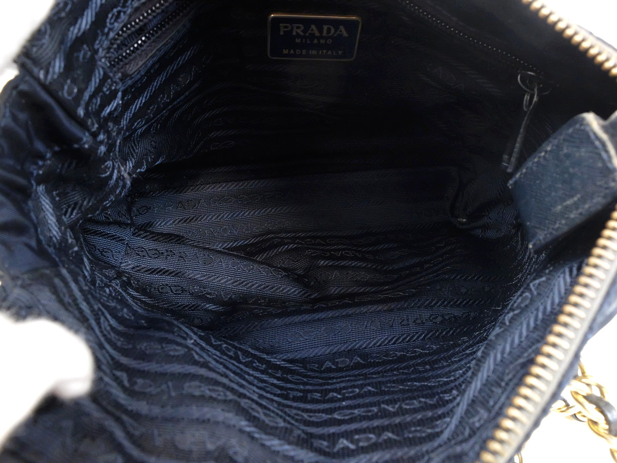 期間限定 綺麗【PRADAプラダ】三角ロゴ キルティング チェーン