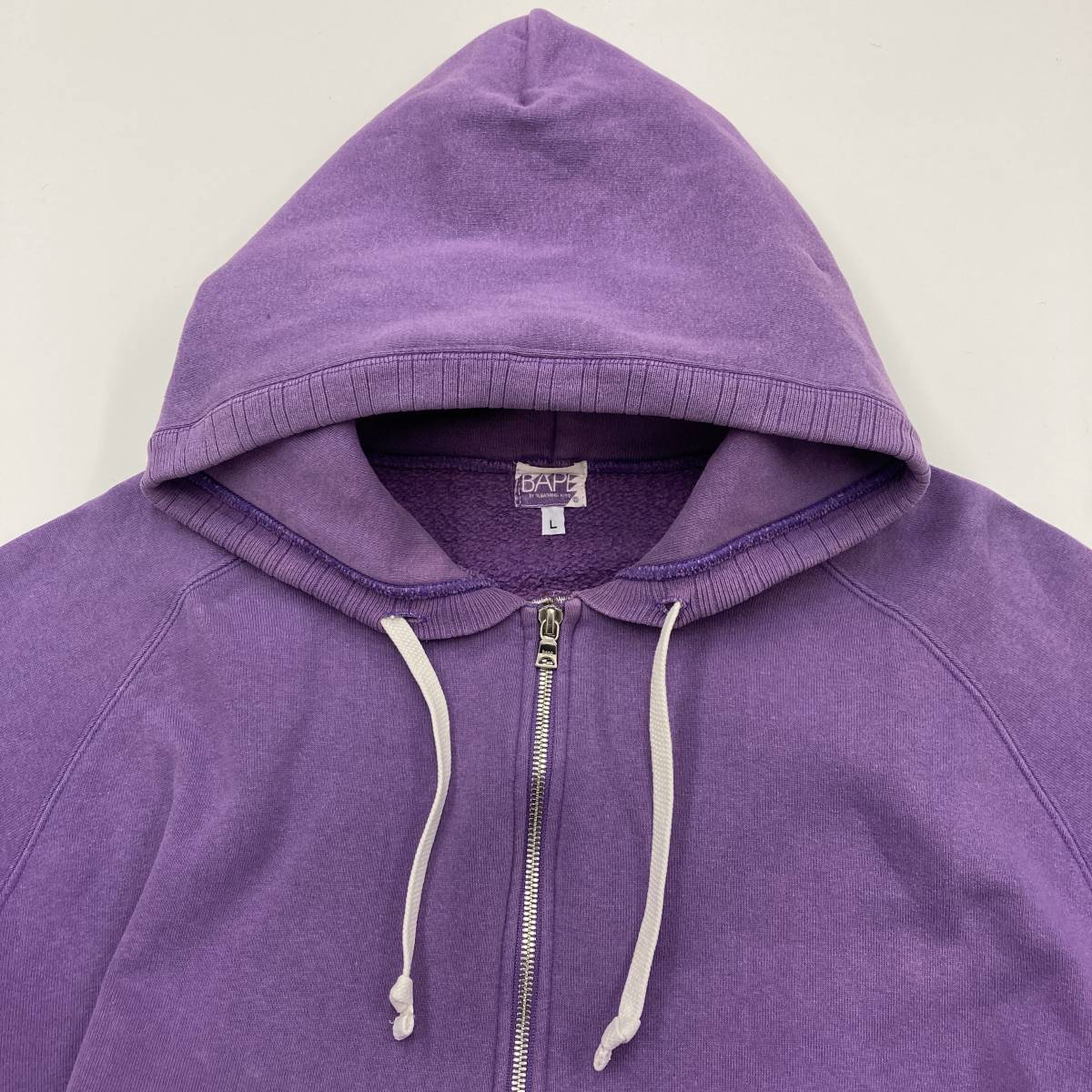 初期 レア BAPE ジップパーカー 刺繍 パープル Lサイズ ベイプ A 