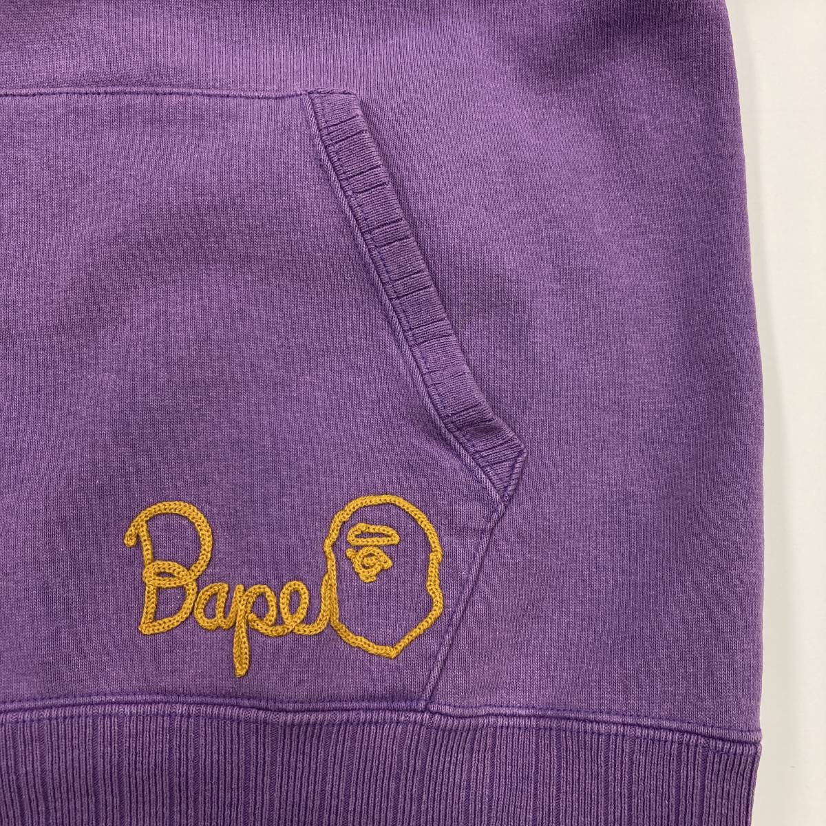 初期 レア BAPE ジップパーカー 刺繍 パープル Lサイズ ベイプ A 