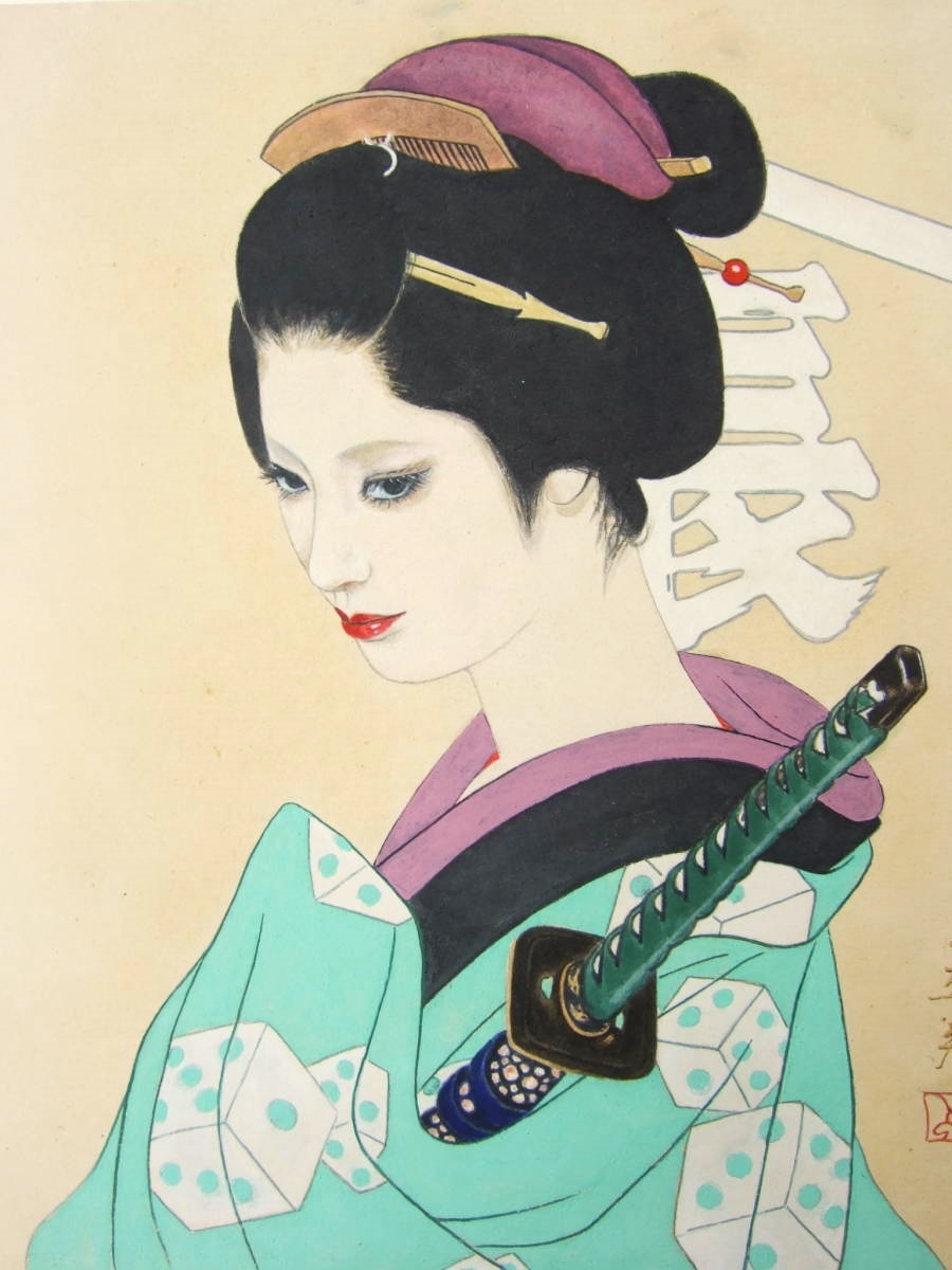 真作】志村立美「美人画」6号大☆艶麗・凛とした正統派美人画名手の