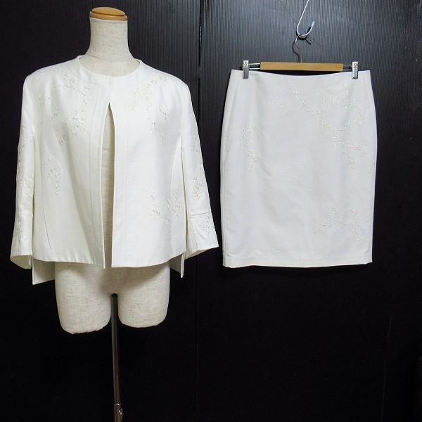 #anc アクリス AKRIS セットアップ 白 ツーピース ノーカラー 刺繍 花柄 シルク混 レディース [729643] AKRIS アクリス | Products All ブランド通販のBUYMA