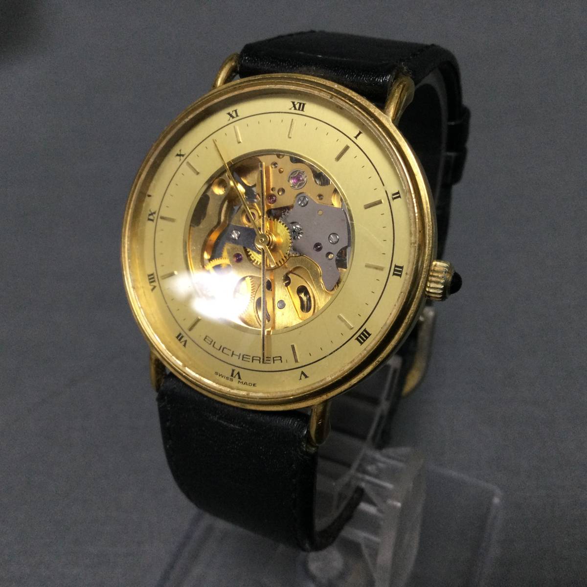 □ 3/31 202281 BUCHERER MSR T44 17JEWELS スケルトン 手巻き 稼動 