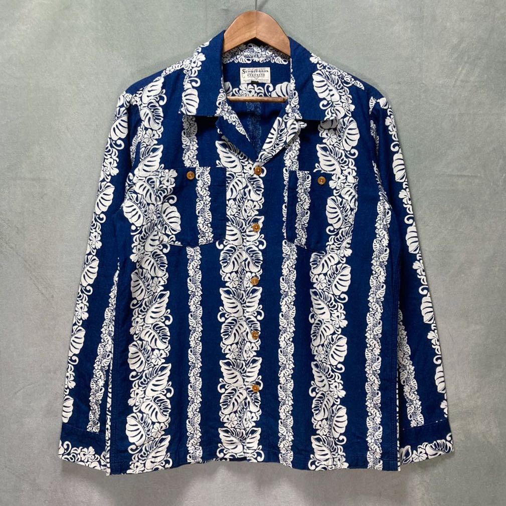 人気SALE，限定セール Schott ショット INDIGO MONSTERA PRINT SHIRT インディゴ染め コットン 開襟 モンステラ シャツ size.M ブルー 総柄 アロハ 型番.3145005(トップス)｜売買されたオークション情報、yahooの商品情報をアーカ 男性用