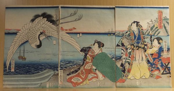 源氏 花鳥風月之内 鳥」房種画 辻文版 竪大判3枚続1組｜本物浮世絵木