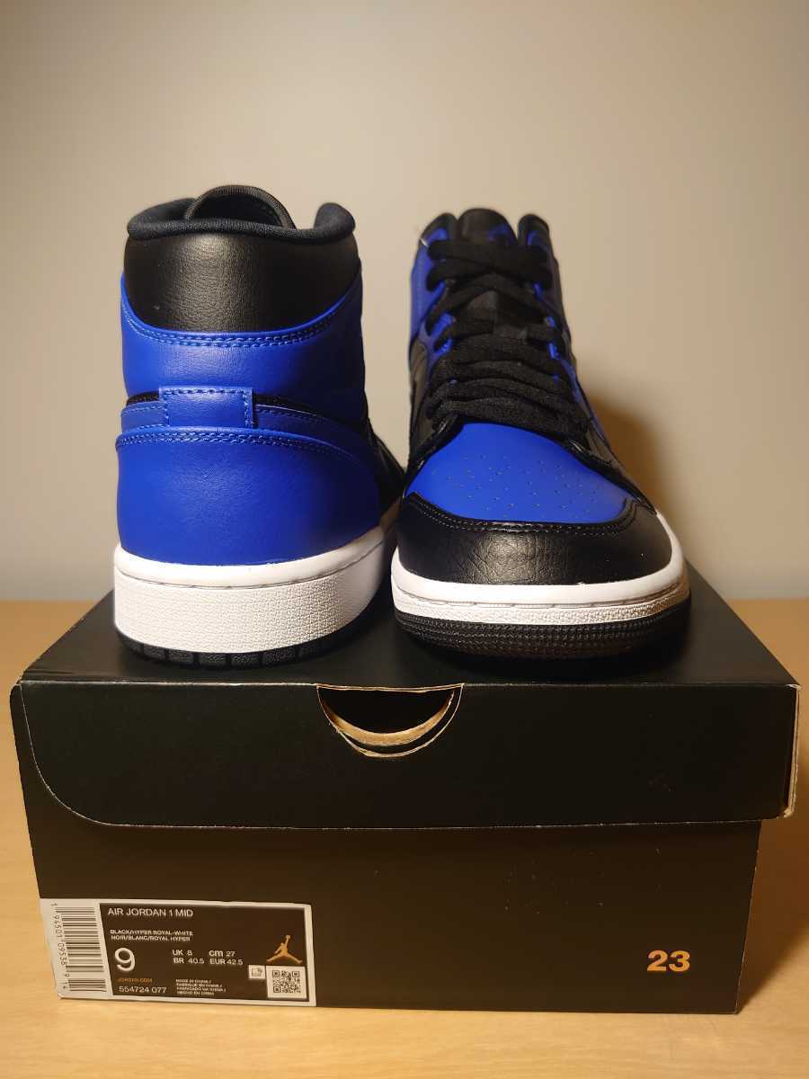 新品27cm☆エアジョーダン1 ミッド 黒青【NIKE AIR JORDAN 1 MID HYPER 