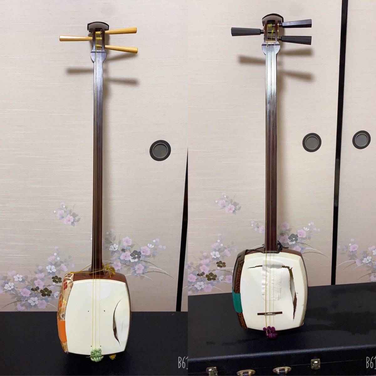 動作未確認 ジャンク品 三味線 ケース付き 2本 三味線 弦楽器 和楽器