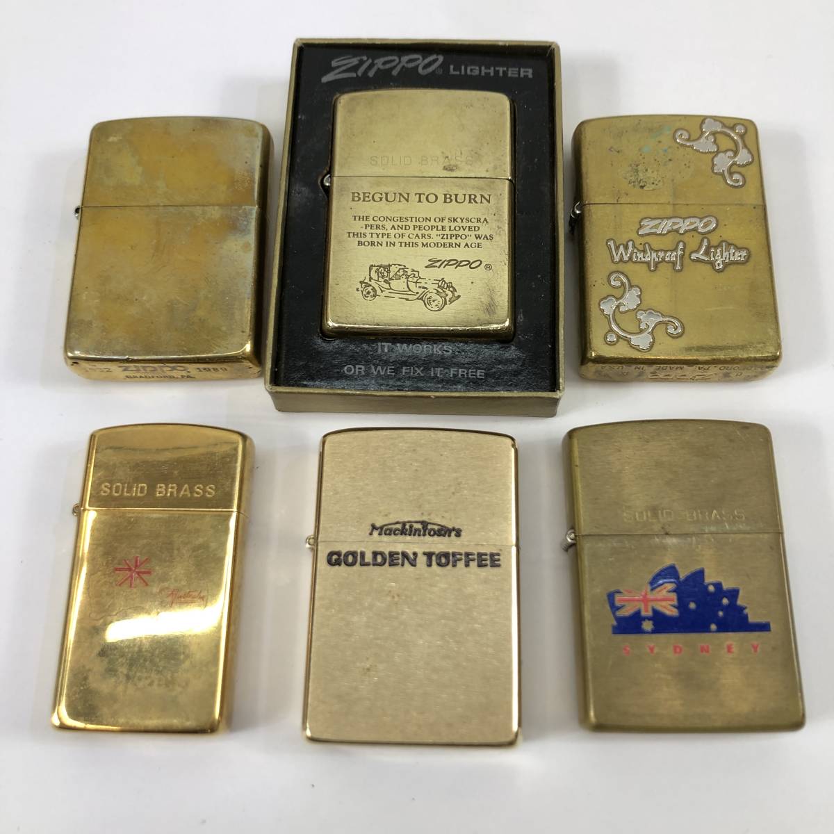 ZIPPO ジッポ BRASS ジッポー ゴールド SOLID ライター 1円スタート 