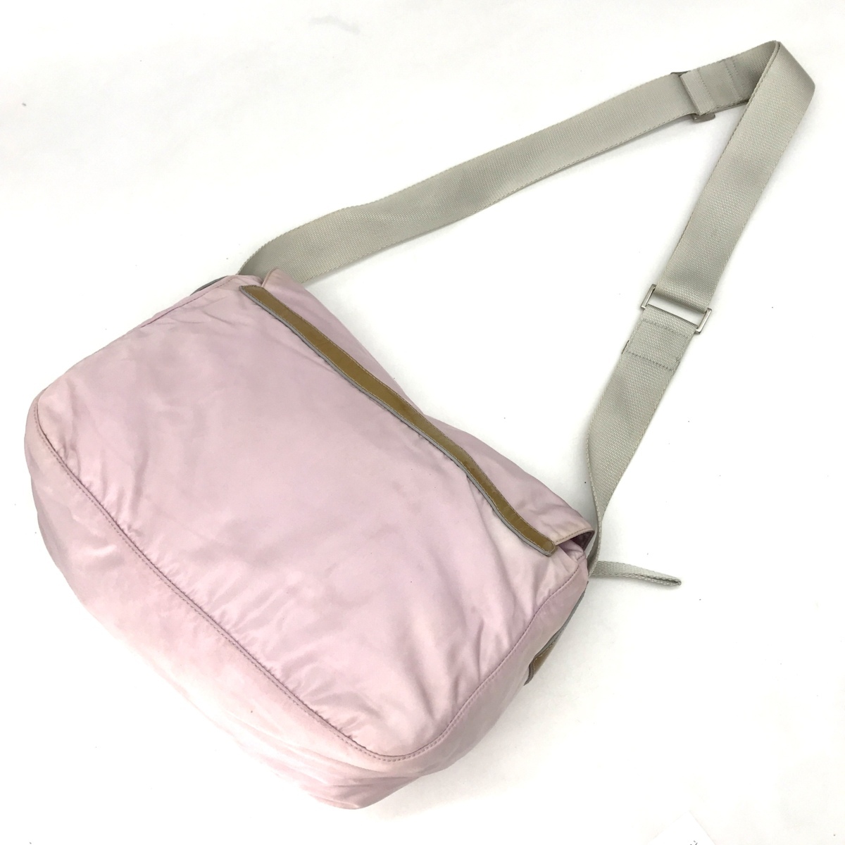 M3123 1円 PRADA プラダ ナイロン ロゴプレート メッセンジャー ショルダー バッグ