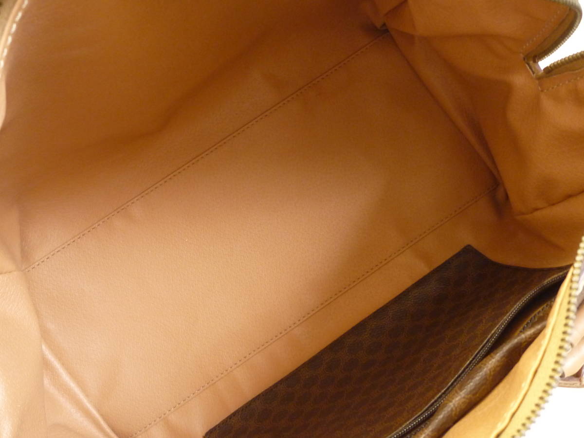 CELINE セリーヌ PVC×レザー マカダム柄 ボストンバッグ ハンドバッグ 茶系 ブラウン系 セリーヌ マカダム柄 CELINE トラベルバッグ CELINEボストンバッグ 手提げ