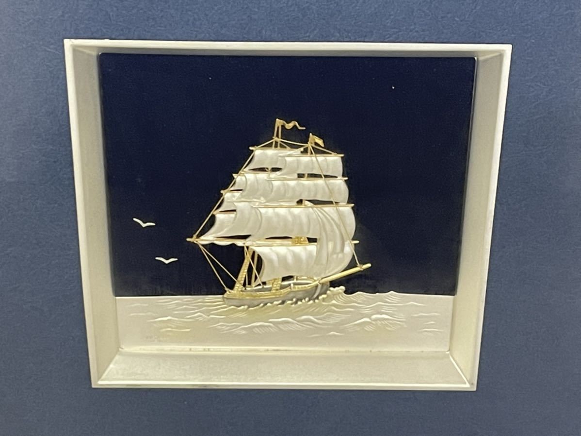 銀製 武比古 シルバー999 刻印 帆船 額 ヨット SILVER 999 Chippr Ship