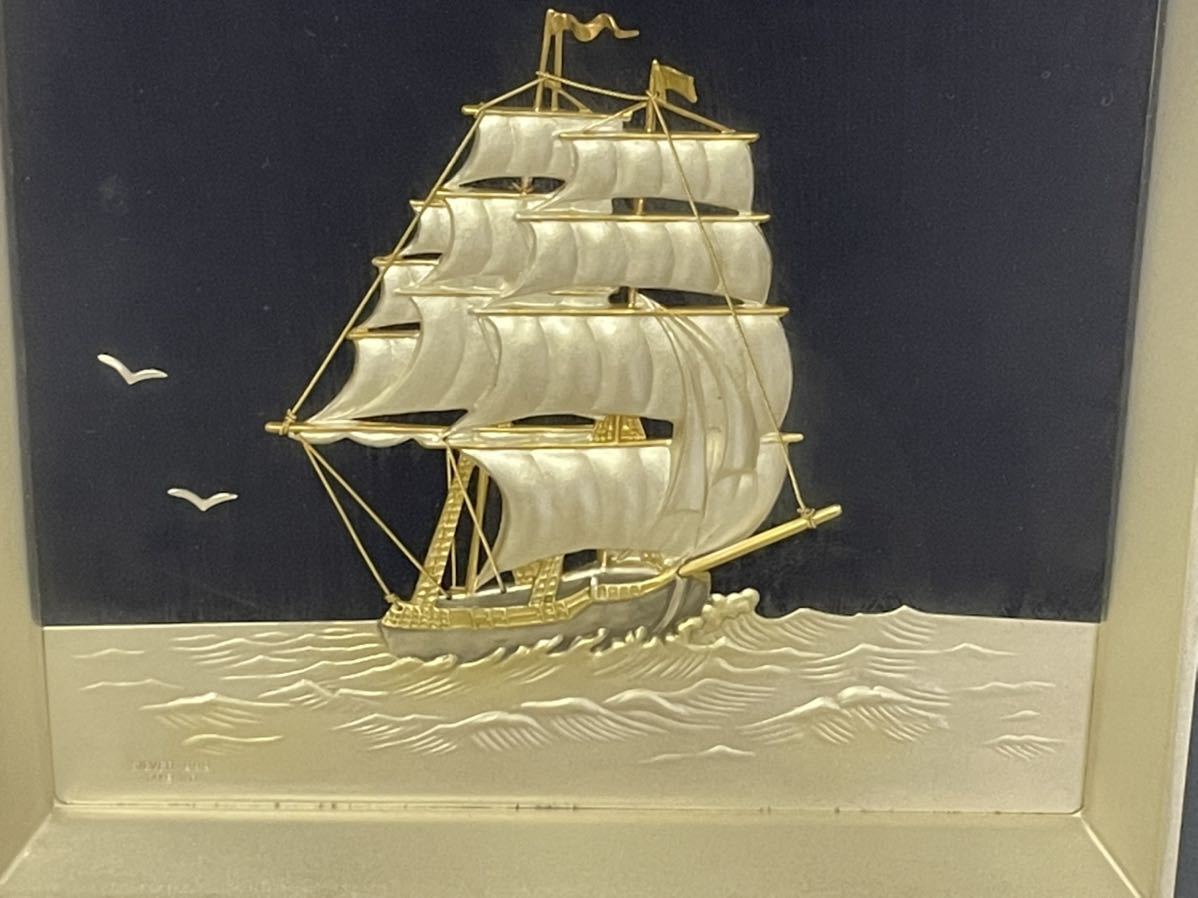 銀製 武比古 シルバー999 刻印 帆船 額 ヨット SILVER 999 Chippr Ship