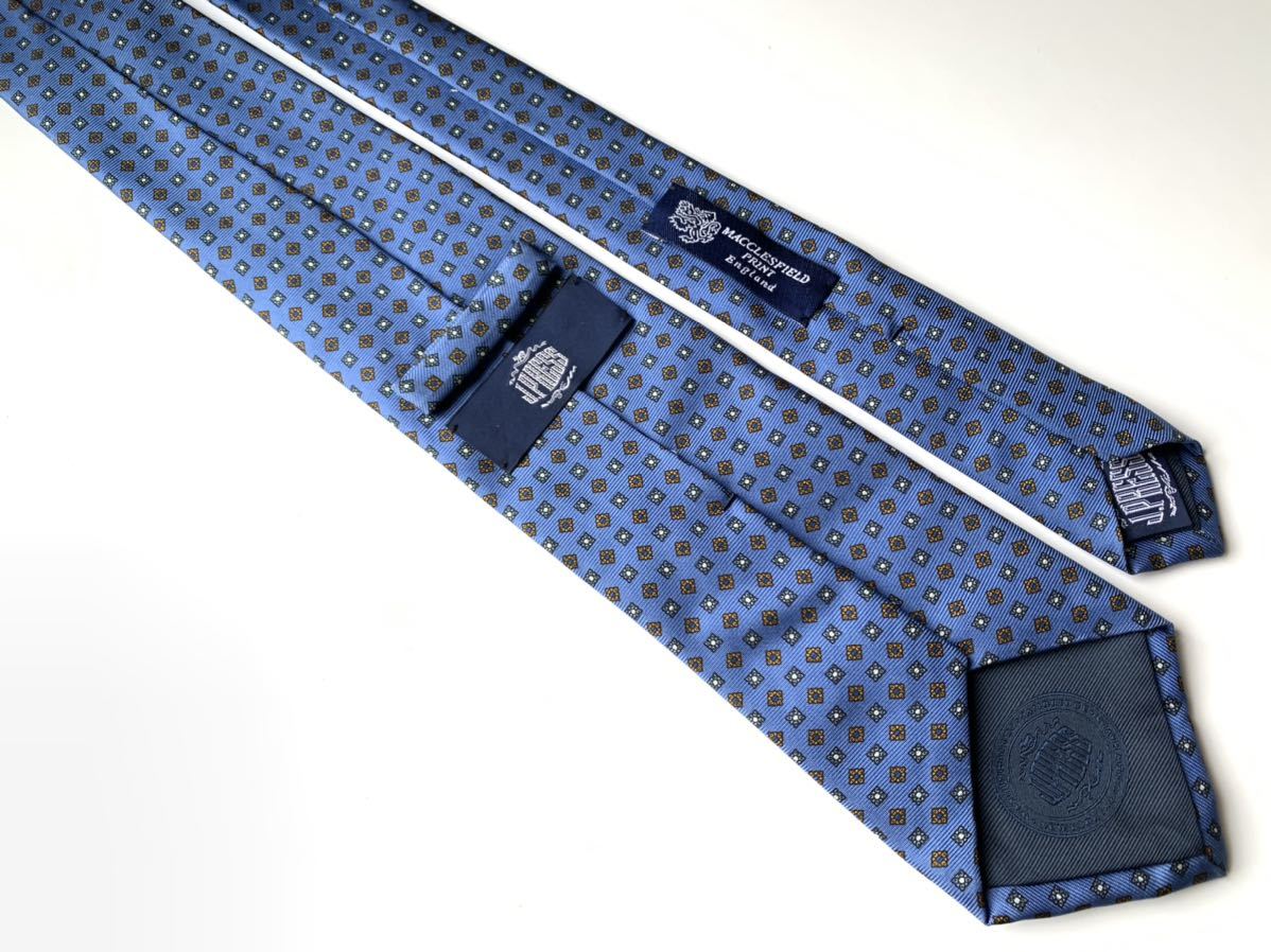 極美品】J.PRESS ネクタイ 定価1.4万円 ブルー 青 小紋柄 MACCLESFIELD素材