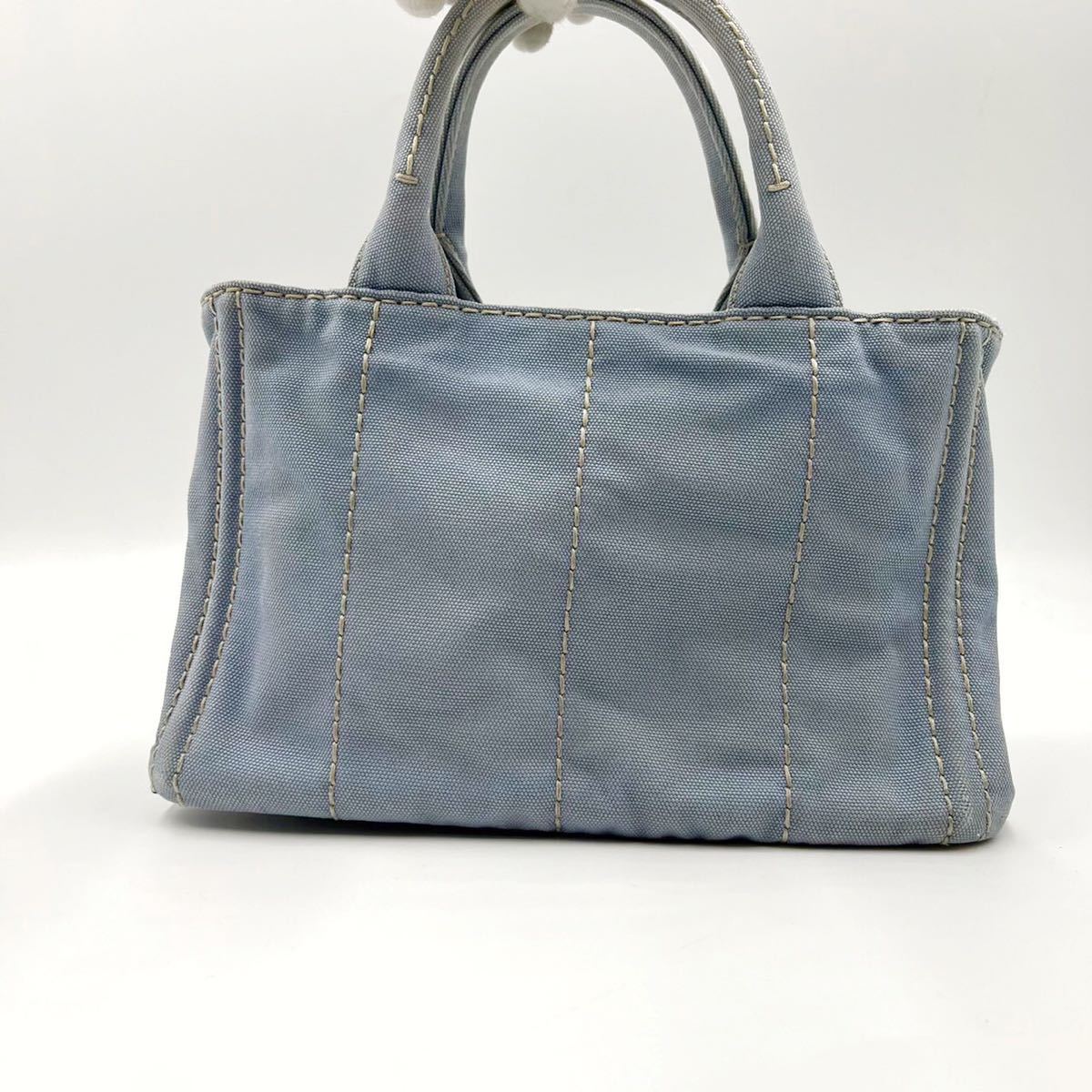 プラダ カナパ S 2WAY ショルダーバッグ デニム ブルー ゴールド金具 