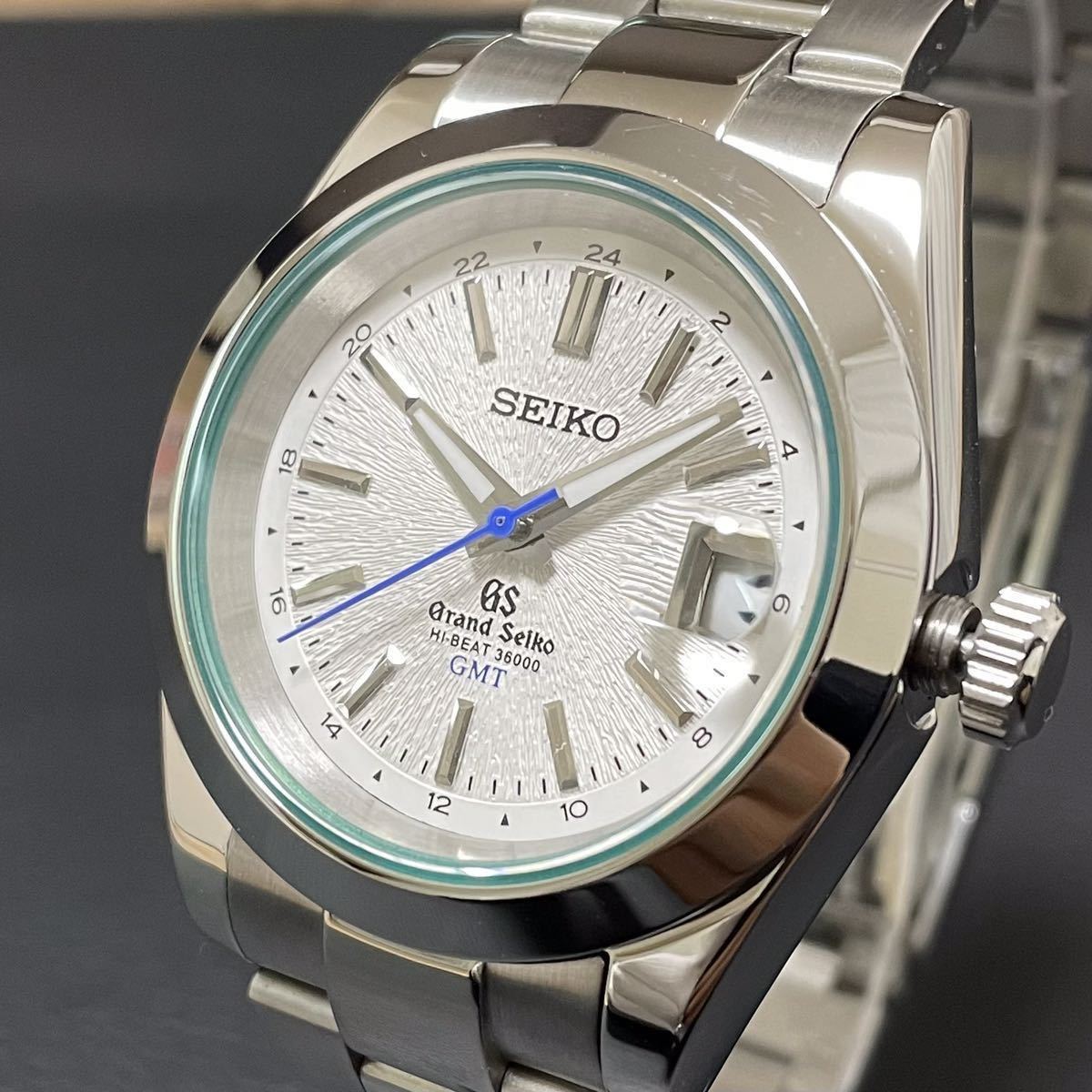1円～ SEIKO カスタム 裏スケ 白 青 GMT mod ホワイト 自動巻 手巻き 