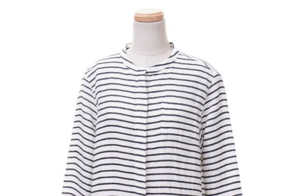 GJ5839◇'S Max Mara/エス マックスマーラ*リネン*ボーダー柄*比翼
