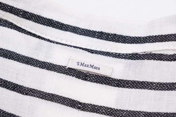 GJ5839◇'S Max Mara/エス マックスマーラ*リネン*ボーダー柄*比翼
