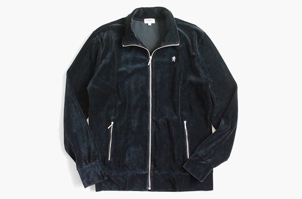 GYMPHLEX ◆ベロア トラックジャケット 黒 Lサイズ ストレッチ ジップアップ ブルゾン ジムフレックス ◆GN11