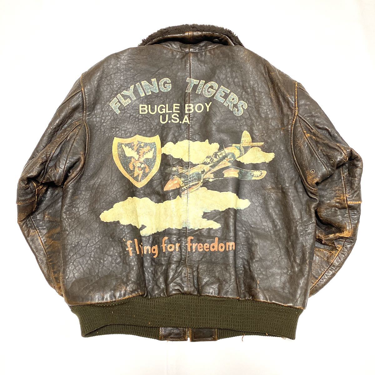 ダ*ー様 羊革本革フライトジャケット　サイズL BUGLE BOY ピンナップガ BUGLE BOY U.S.A レザー フライトジャケット Lサイズ BUGLE BOY