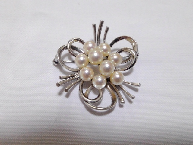 ミキモト 真珠 シルバー ブローチ ミキモト MIKIMOTO パール
