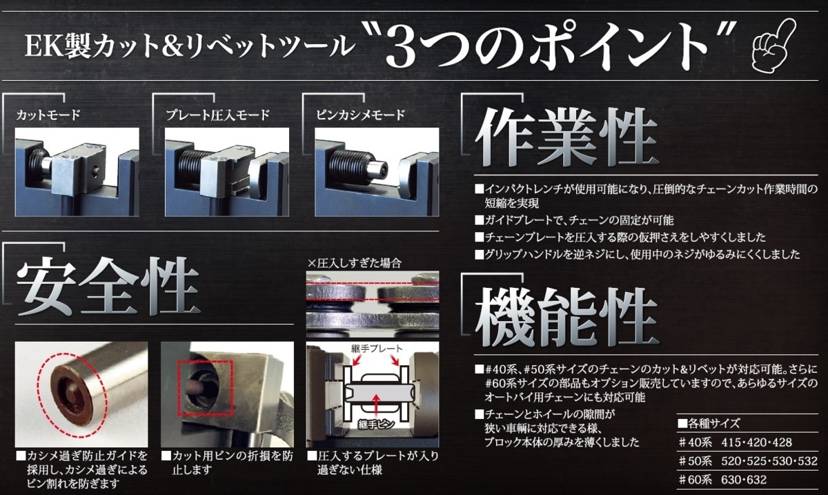 EKチェーンツール 『CRT 50A改』カシメ＆カッター