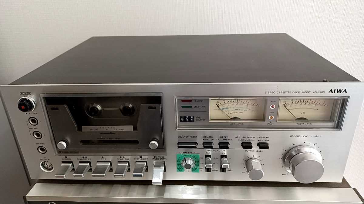 AIWA カセットデッキ AD-7500 通電確認済 現状品 ジャンク
