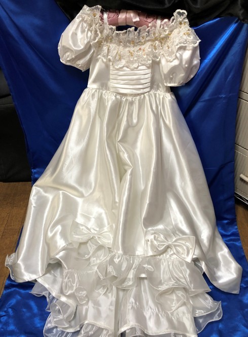 Kato 子供用 光沢白サテン レース フリル ウエディングドレス 1 115 124cm 売買されたオークション情報 Yahooの商品情報をアーカイブ公開 オークファン Aucfan Com