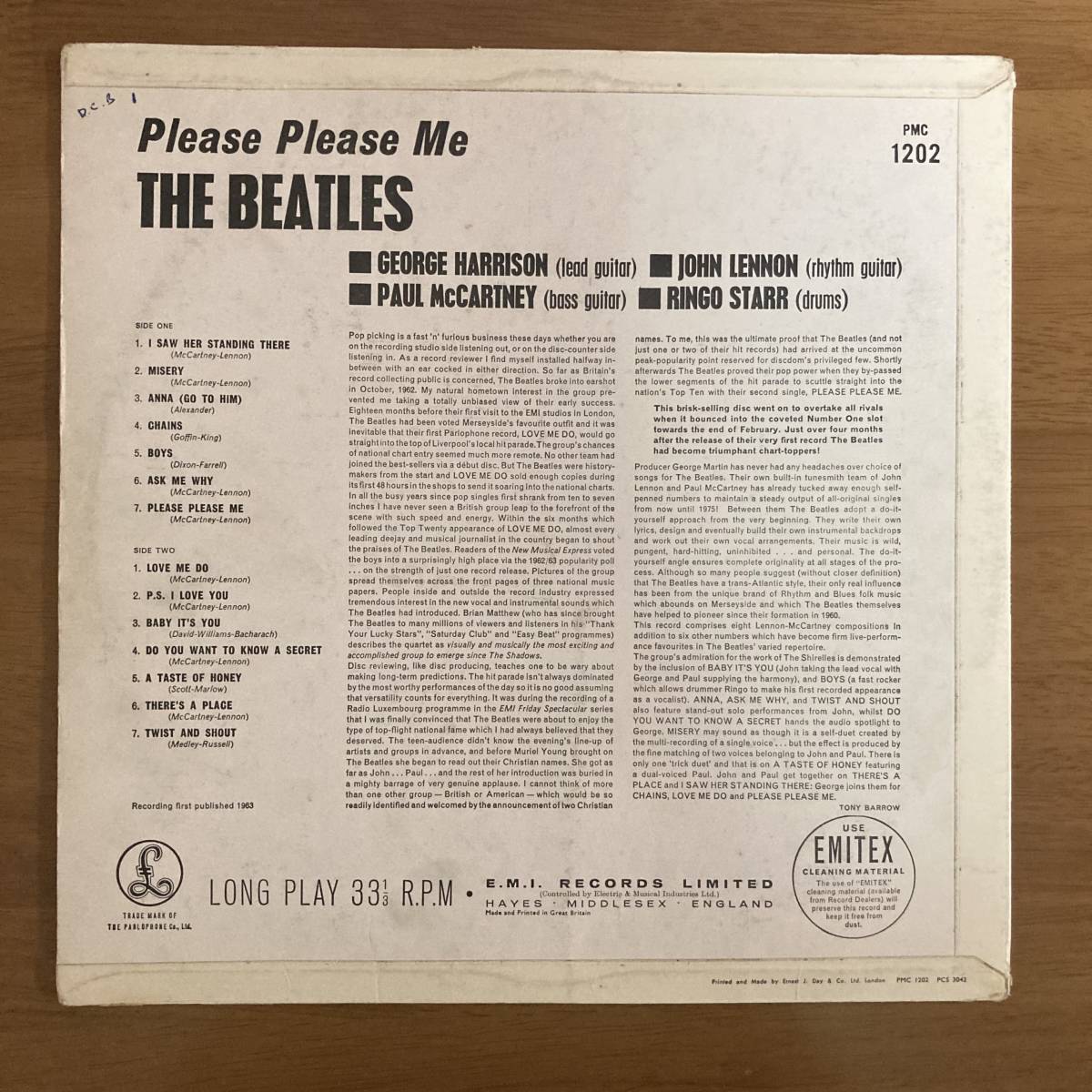 マト1N&frasl;1N UK盤イエロー・パーロフォン PLEASE PLEASE ME&frasl;mono