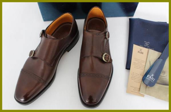 【FABI ファビ】イタリア製 高級 ダブル モンク シューズ EU41