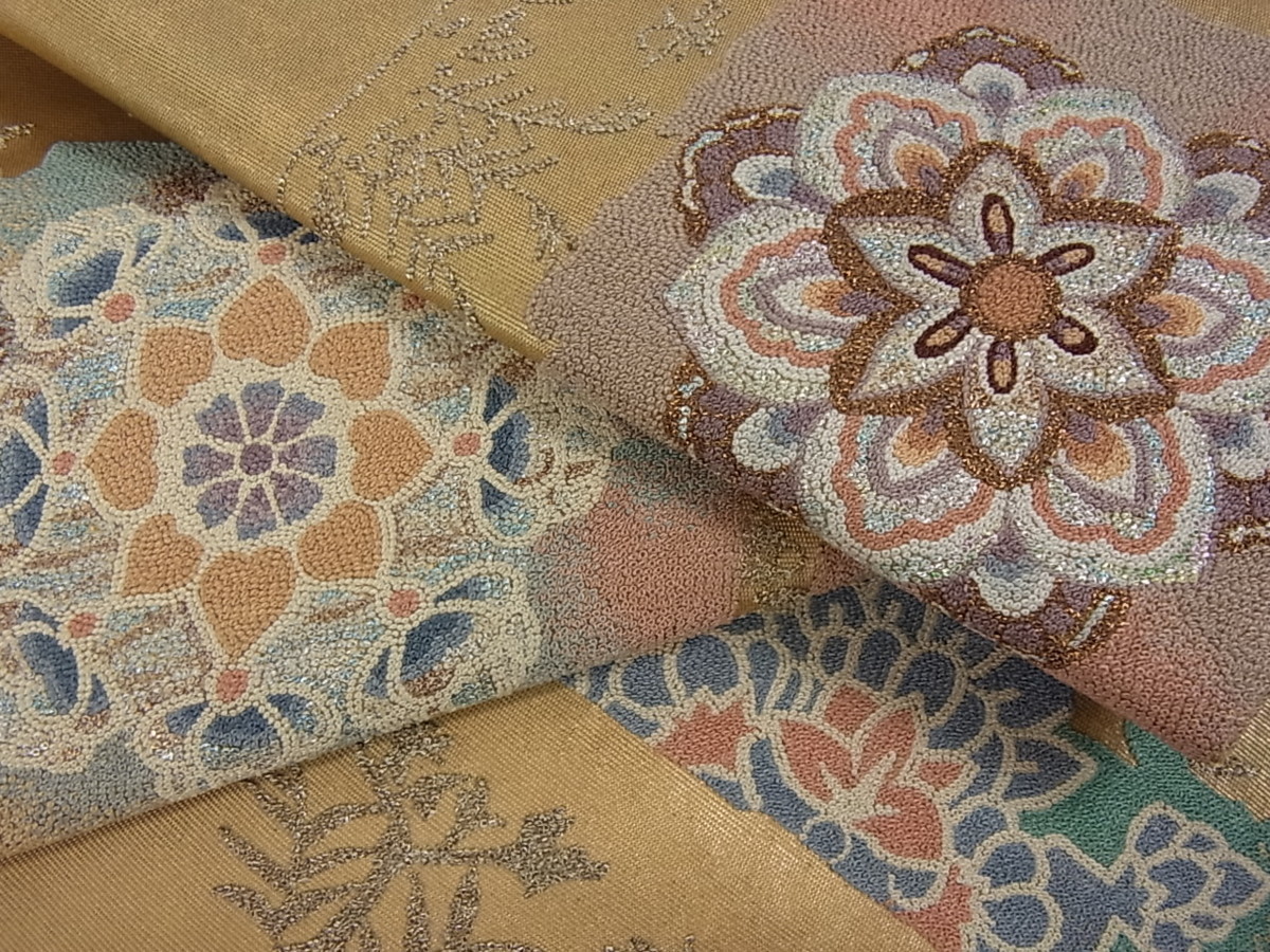 花美人着物□中国三大刺繍 総相良刺繍 総刺繍 太鼓柄袋帯
