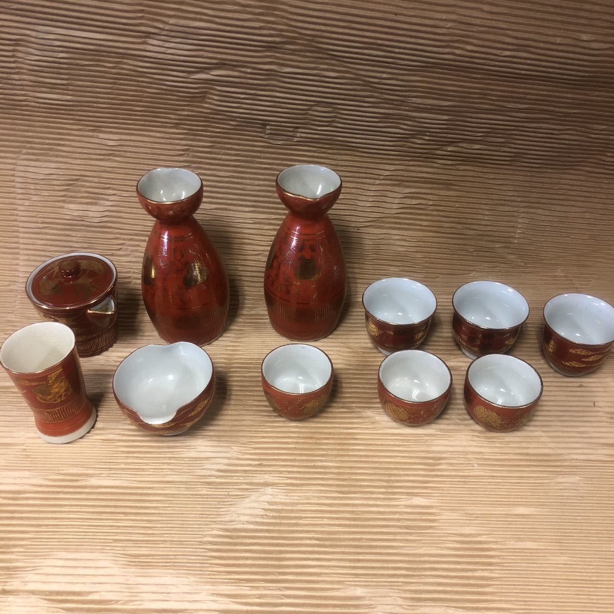 加賀 九谷 鏑木製 煎茶 茶器揃　共箱　赤絵 金彩 九谷焼 赤絵金彩 茶器セット 煎茶 急須 永樂 【公式通販】