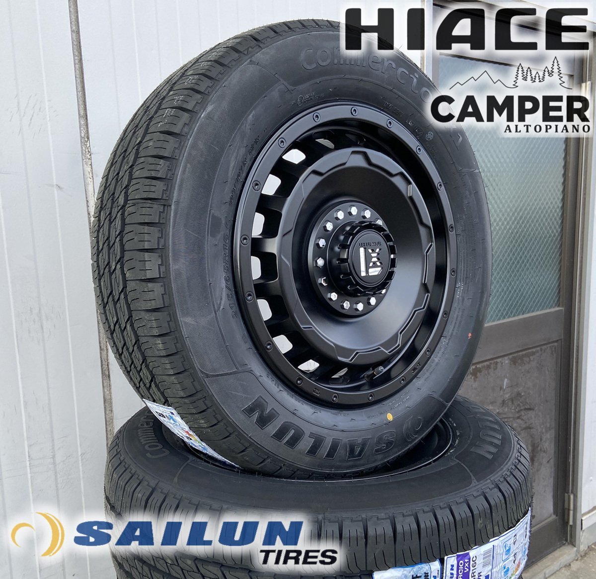 中古 美品 車検対応品 200系ハイエース レジアスエース タイヤホイールセット LEXXEL SwaGGer 16インチ SAILUN VX1 215/65R16