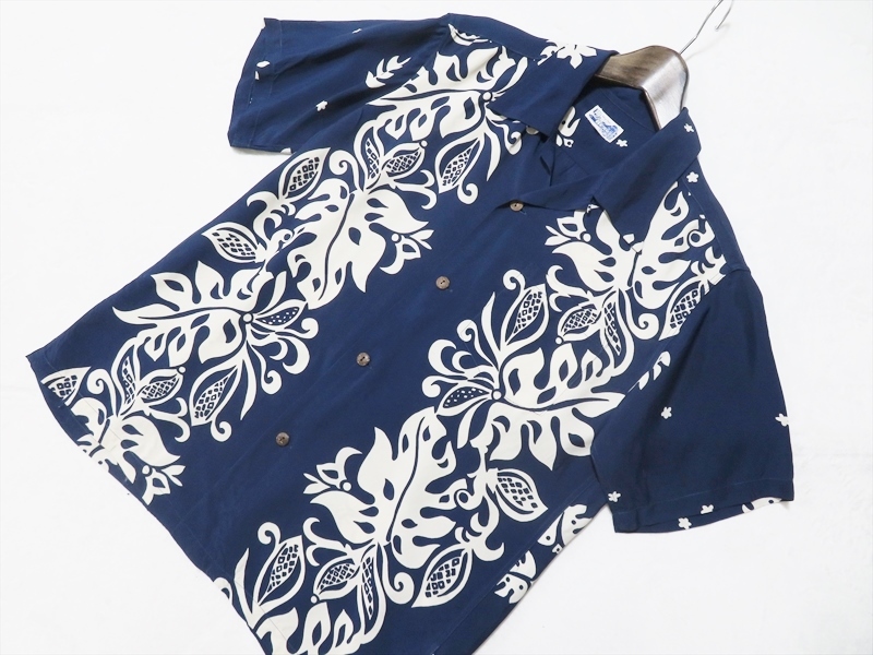 BEAMS ビームス × SUNSURF サンサーフ 雷門 レーヨンアロハシャツ M 紺色