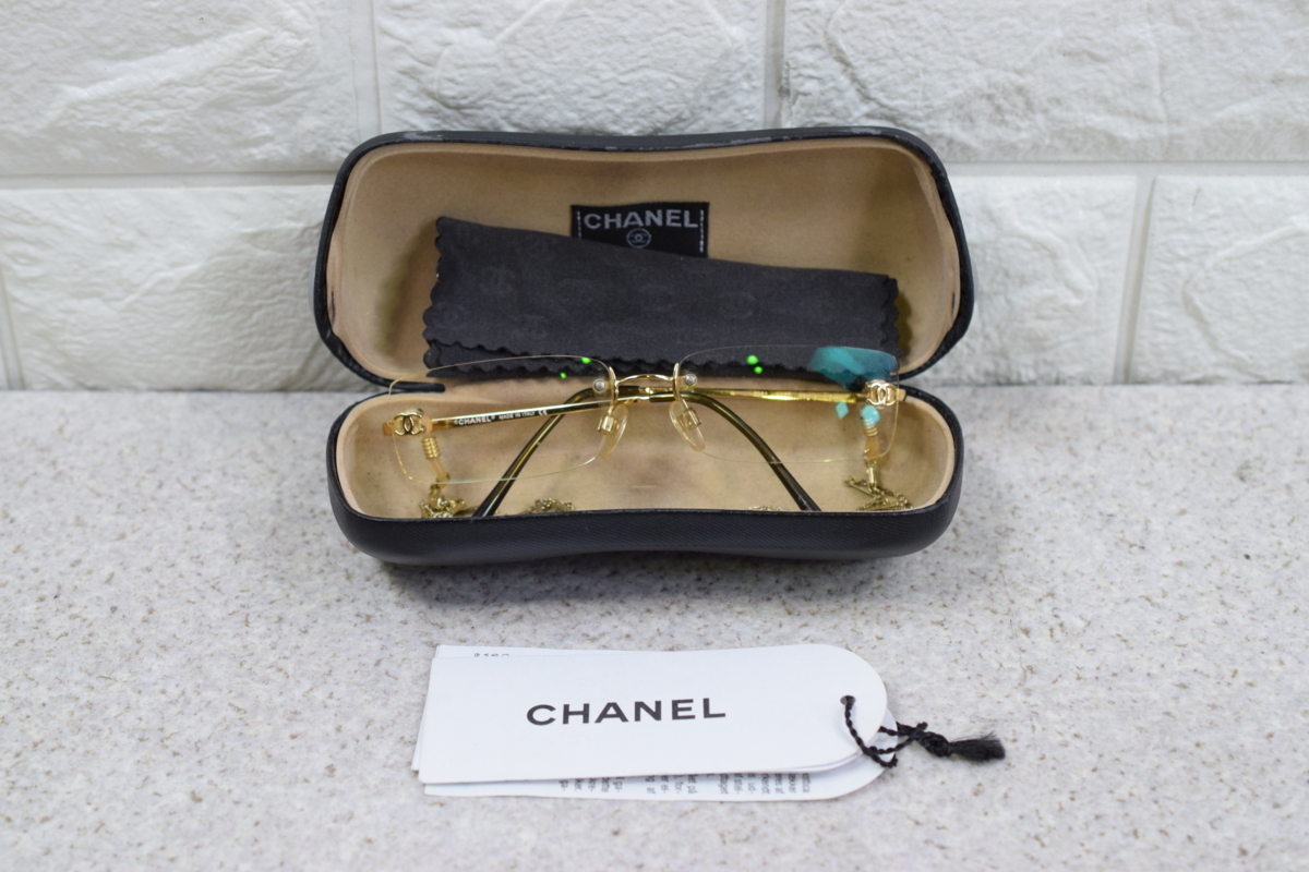 ○-1903 CHANEL シャネル サングラス 縁なし 56□16 130 No.12461 度 