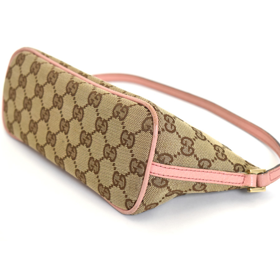 1円 ◇ 美品 GUCCI グッチ アクセサリーポーチ GGキャンバス×レザー