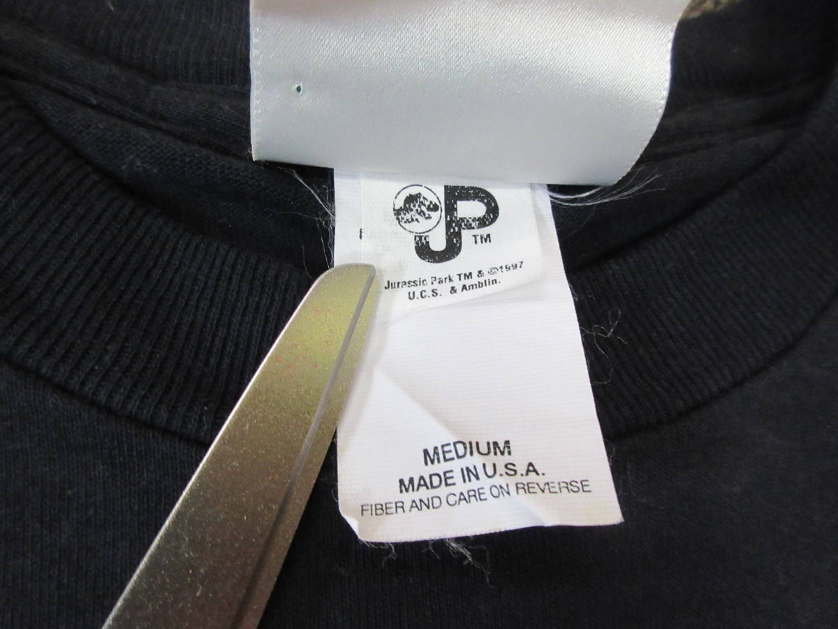 90s ジュラシックパーク Tシャツ M 黒 USA製 シングルステッチ 