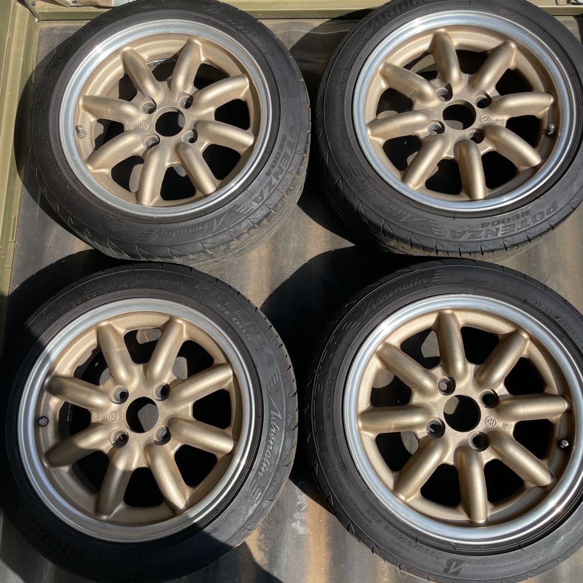 中古 RSワタナベ 14インチ6JJ pcd100 ポテンザ RE004(ラジアルタイヤ  