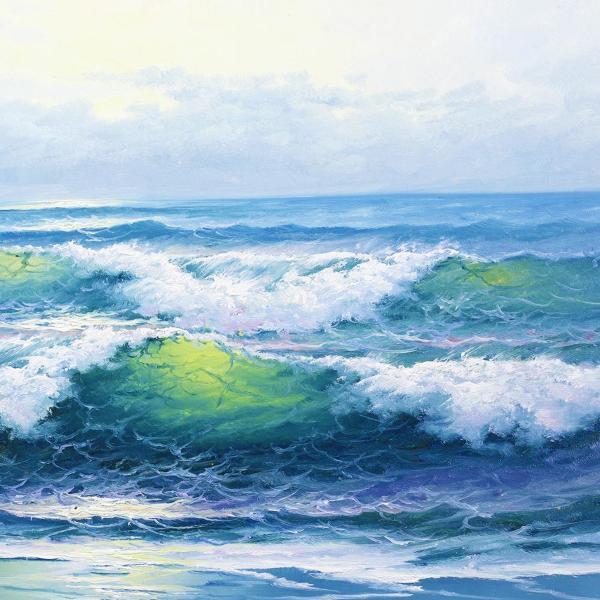 【真作】【WISH】マリオ・グラナドス「早朝の海」油彩 25号 大作 ◆海美景 　　〇1947-スペイン海景画家 アメリカほかコレクター #22043075_4