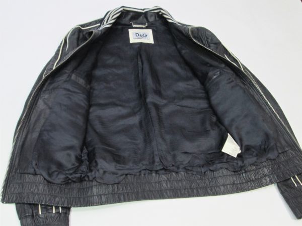 国内正規 D＆G RB0370 TELLY 袖ライン レザーブルゾン ドルチェ