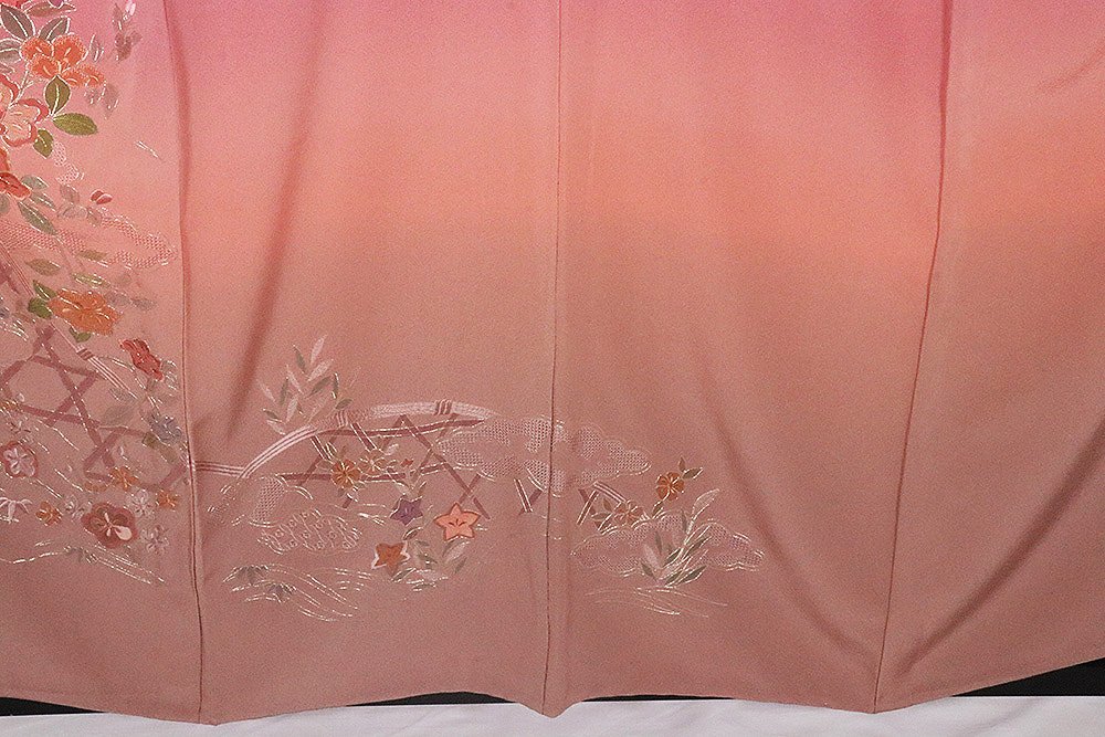 単衣 訪問着 正絹 三段暈し 総刺繍唐花 Lサイズ ki19300 新品 日本製 着物 レディース 6月 9月 10月 シーズン 送料無料 母の日 ギフト