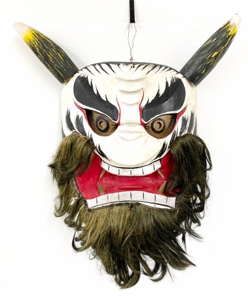 激安大特価，低価 木製 鬼面 特大 横44cm&times;縦54cm ナマハゲ 般若面 伝統工芸(木工、竹工芸)｜売買されたオークション情報、yahooの商品情報をアーカイブ公開 - オークファン 木工、竹工芸