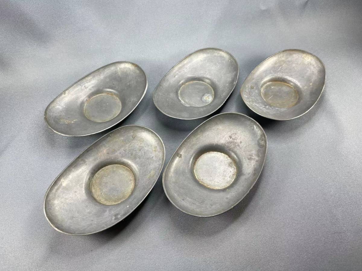 煎茶道具 5客 茶托 唐物 錫製 茶道具 清順記号 煎茶 茶器 五客 五清図