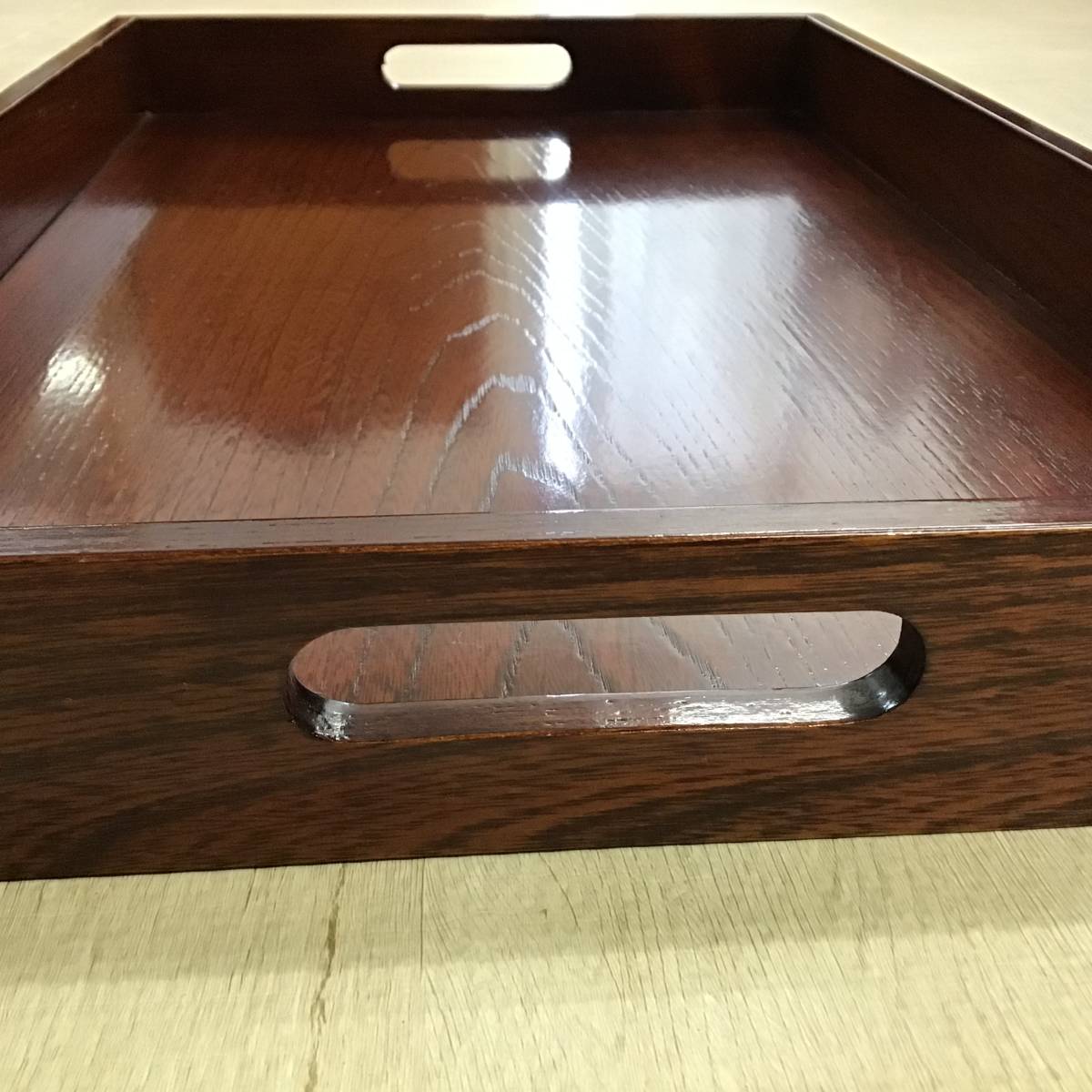 美品！ 木製 お盆 トレイ 昭和レトロ 高山けやき工芸(お盆)｜売買され