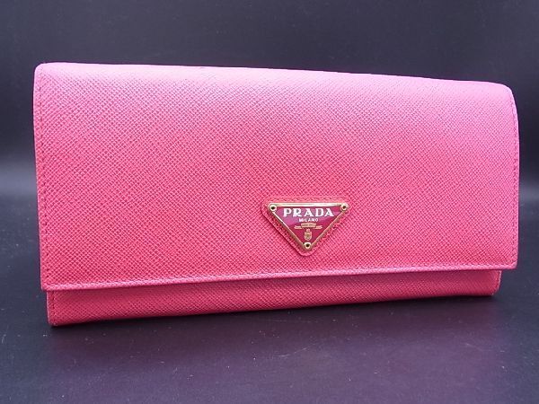 1円 □美品□ PRADA プラダ サフィアーノレザー 二つ折り 長財布 
