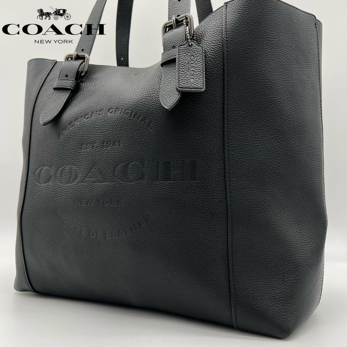 数量限定，2026 1円〜 級 コーチ COACH ハドソン メンズ ビジネスバッグ トート ハンド 肩掛け レザー シボ革 本革 通勤 A4 書類 黒 ロゴ型押し(トートバッグ)｜売買されたオークション情報、yahooの商品情報を かばん、バッグ