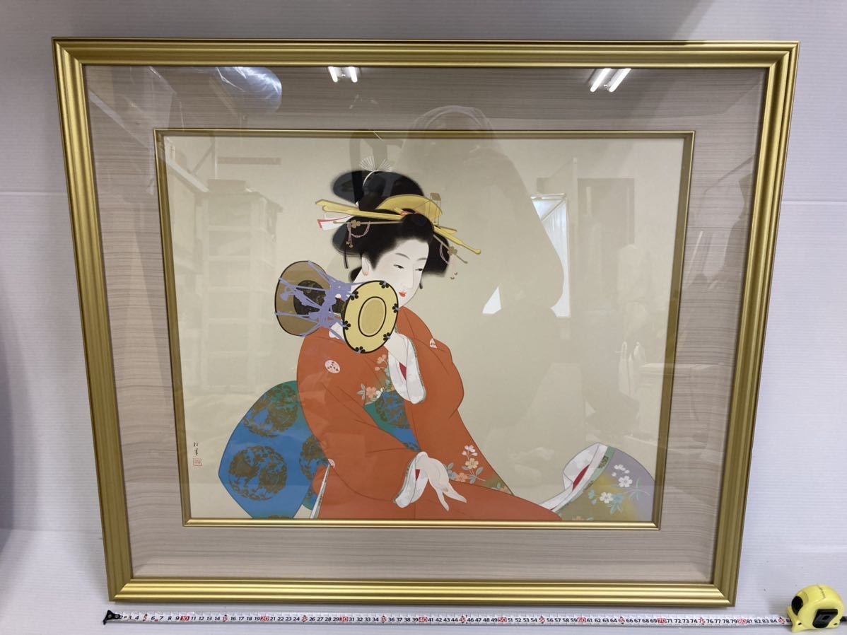 上村松園 美人画 シルクスクリーン 上村松園 「鼓の音」 限定380 上村